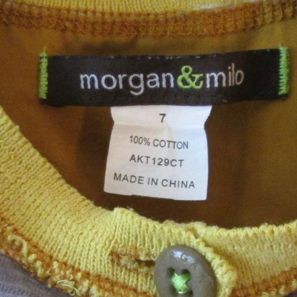 morgan & milo Boys Striped Short Sleeve T-Shirt. Yellow Collar, 1/4 Butt… - Picture 4 of 4